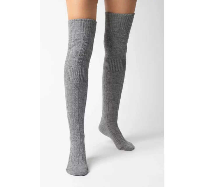Dámské vlněné nadkolenky 089 šedá - Steven