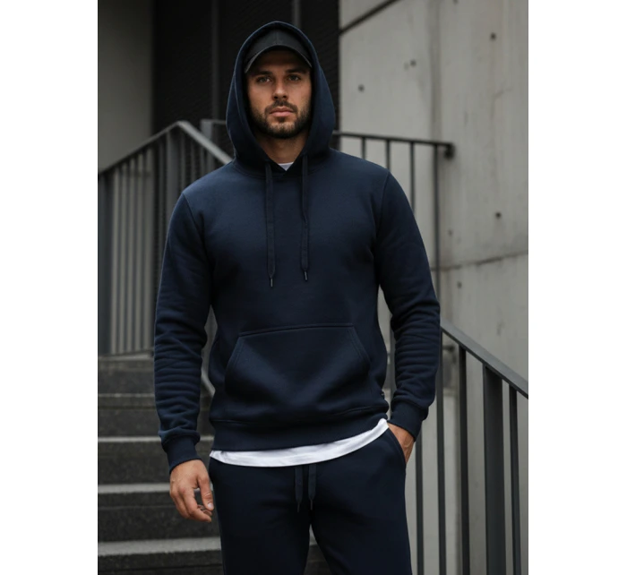 Pánská mikina s kapucí tmavě modrá BX3001