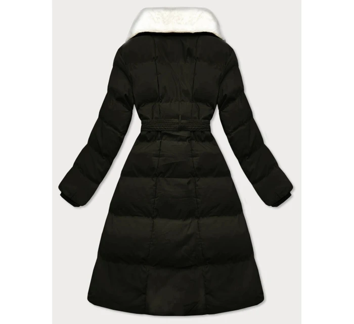 Dámský zimní kabát v barvě army s kožešinovým límcem J Style (16M9168-136) Dámský zimní kabát v barvě army s kožešinovým límcem J Style (16M9168-136)