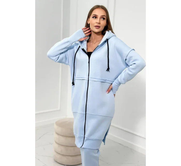 Zateplená souprava s dlouhou mikinou modrá