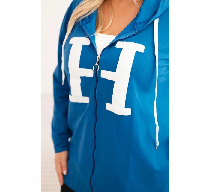 Dámská mikina Plus Size bavlněná s kapucí a velkým H model 21399825 - K-Fashion