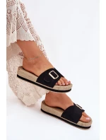 Dámské Sandały Na Platformě Se Zlatou Přezkou Černé model 21702342 - Boto Dámské Sandały Na Platformě Se Zlatou Přezkou Černé model 21702342 - Boto