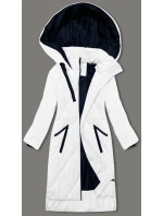 Bílá dlouhá dámská zimní bunda (5M3168-281)