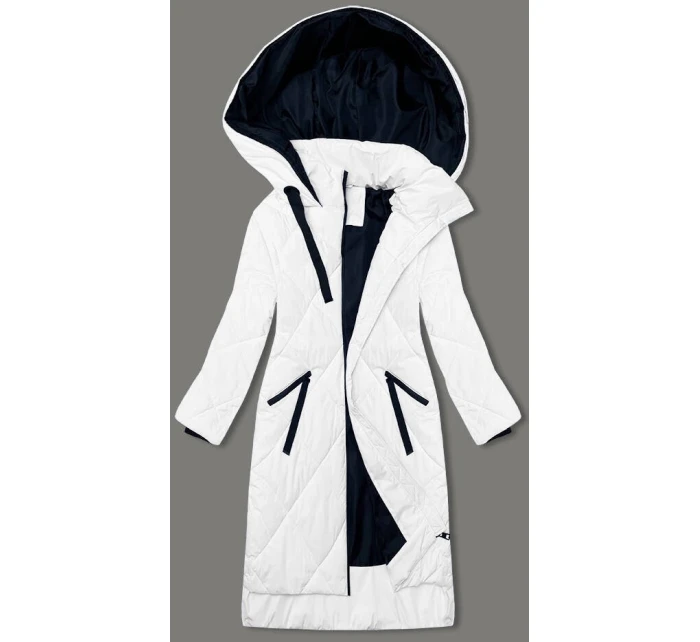 Bílá dlouhá dámská zimní bunda (5M3168-281)
