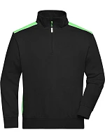 Daiber JN 868 Pracovní mikina s 1/4 zipem - Color 02.0868 black/lime green