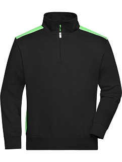 Daiber JN 868 Pracovní mikina s 1/4 zipem - Color 02.0868 black/lime green