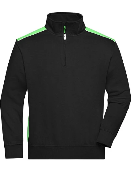 Daiber JN 868 Pracovní mikina s 1/4 zipem - Color 02.0868 black/lime green