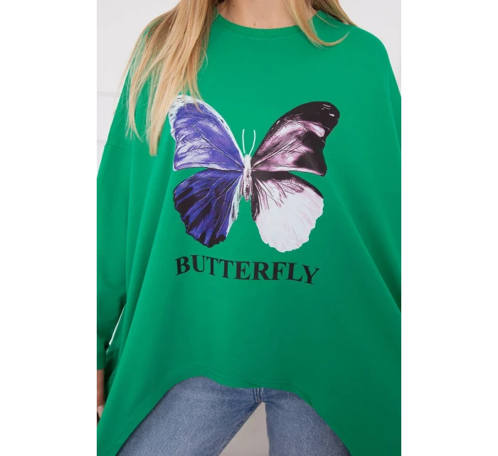 Oversize halenka s potiskem světle zelená