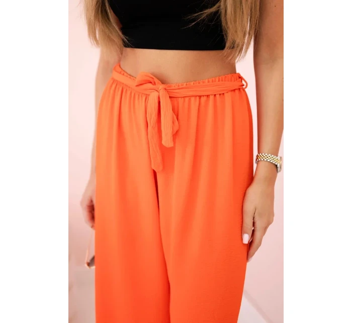 Kalhoty s širokým pasem tmavě oranžová