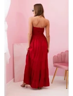 Dámské viskózové šaty s elastickým topem Burgundsko