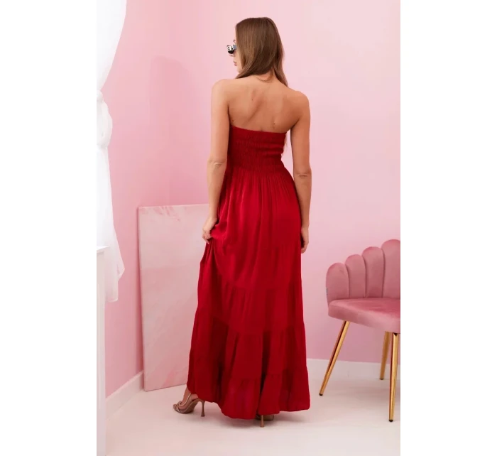 Dámské viskózové šaty s elastickým topem Burgundsko