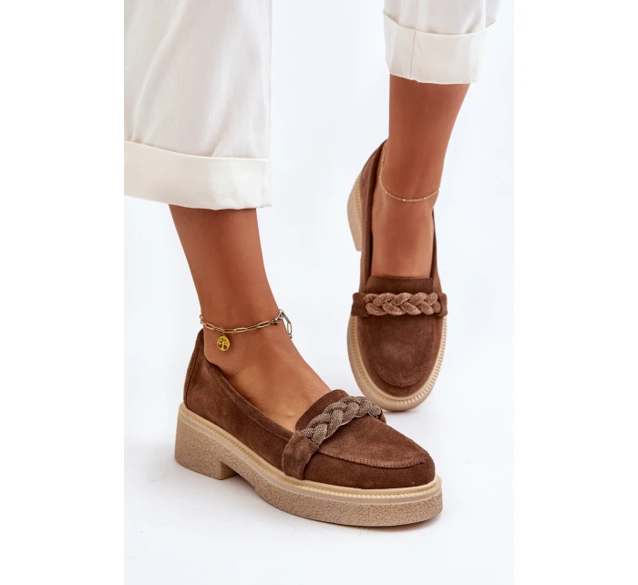 Zazoo 3429/W Dámské Semišové Mokasíny S Ozdobou Hnědé Zazoo 3429/W Dámské Semišové Mokasíny S Ozdobou Hnědé