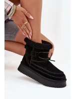 Semišové zimní boty pro ženy s ozdobnými Big Star Černé model 21708683 - Big Star Shoes