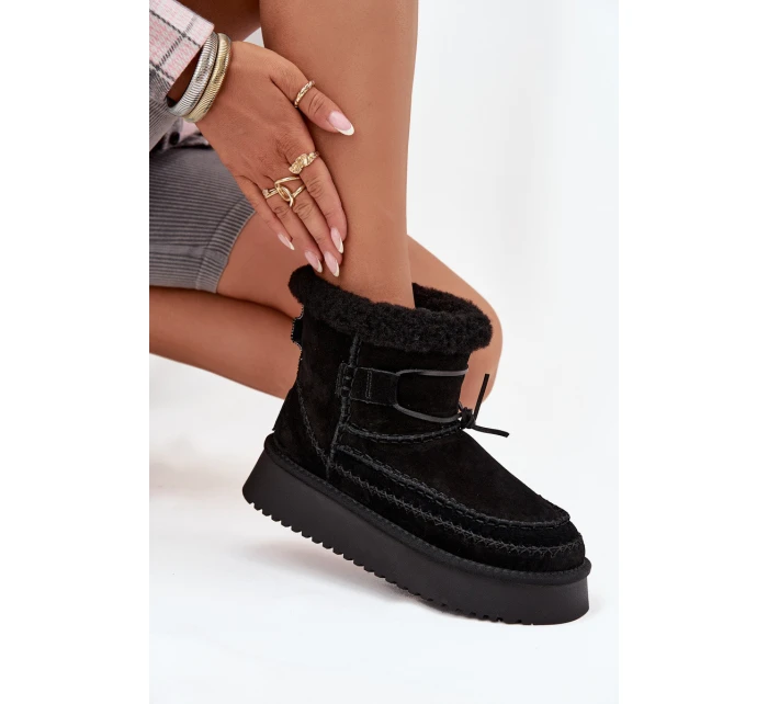 Semišové zimní boty pro ženy s ozdobnými Big Star Černé model 21708683 - Big Star Shoes