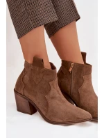 Kovbojky z pravé semišové kůže model 22035885 Khaki - Zazoo