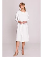 S403 Úpletové šaty nadměrné velikosti - ecru barva