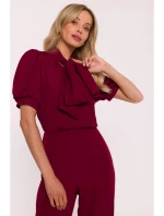 S421 Kombinéza s mašlí na zavazování - bordó