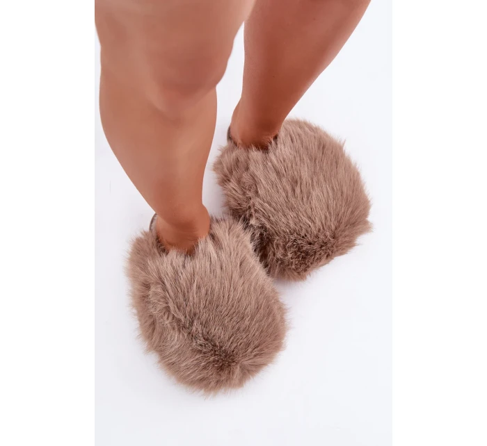 Futrzane Dámské Pantofle Tmavě béžové Wladisa