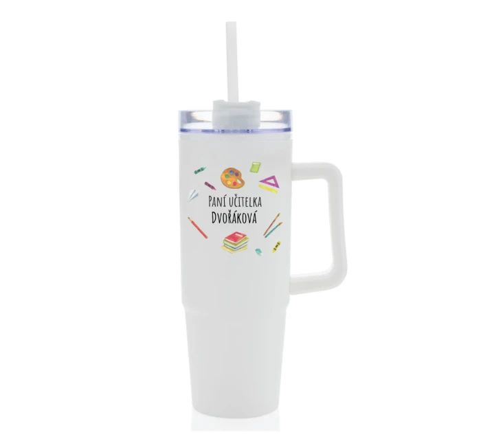Personalizovaná termoska s průhledným víčkem pro paní učitelku/pana učitele (pomůcky)