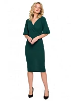 Zavinovací šaty s pouzdrovými rukávy K152 zelené - Makover