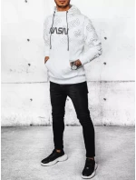 Pánská mikina s kapucí s potiskem bílá FashionStreet BX5570