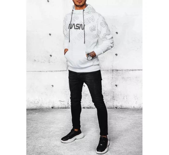 Pánská mikina s kapucí s potiskem bílá FashionStreet BX5570