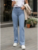 Jeansy damskie z wysokim stanem niebieskie FashionStreet UY2892