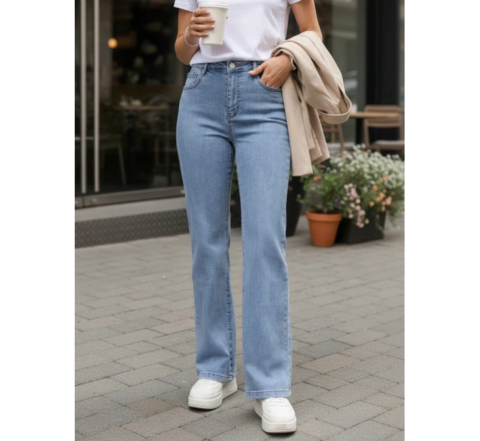 Jeansy damskie z wysokim stanem niebieskie FashionStreet UY2892