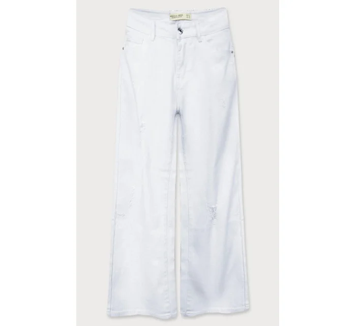 Široké dámské zvonové kalhoty v bílé barvě (B102) Široké dámské zvonové kalhoty v bílé barvě (B102)