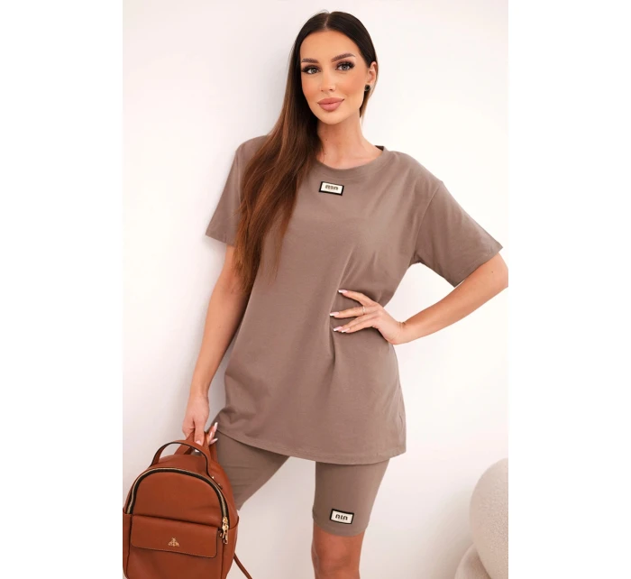 Dámský bavlněný komplet s krátkým rukávem a šortkami fango Dámský bavlněný komplet s krátkým rukávem a šortkami fango