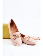 Dámské semišové mokasíny s zdobením béžove model 21589569 - Boto