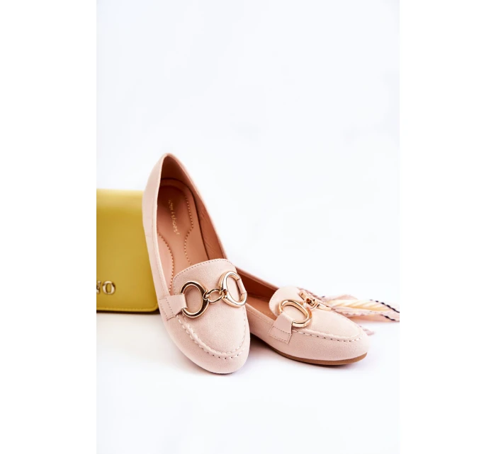 Dámské semišové mokasíny s zdobením béžove model 21589569 - Boto