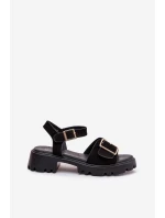 Eko Semišové Sandály Dámské S Přezkou Černé model 21687874 - Boto Eko Semišové Sandály Dámské S Přezkou Černé model 21687874 - Boto