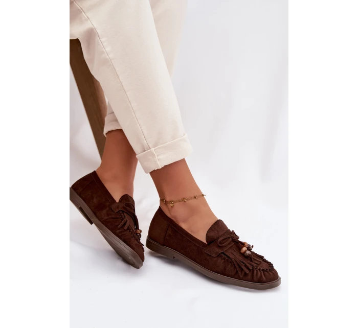 mokasíny s třásněmi a korálky Čokoládové model 21937642 - Boto mokasíny s třásněmi a korálky Čokoládové model 21937642 - Boto