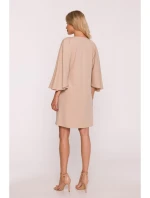 S426 Mini šaty s netopýřími rukávy - béžové S426 Mini šaty s netopýřími rukávy - béžové