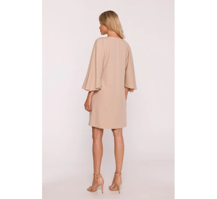 S426 Mini šaty s netopýřími rukávy - béžové S426 Mini šaty s netopýřími rukávy - béžové