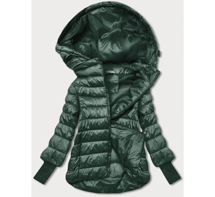 Tmavě zelená krátká dámská bunda s stahovacími lemy model 21791781 - MINORITY