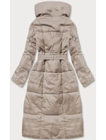 Světle béžový dámský zimní kabát s páskem (2M-061) Světle béžový dámský zimní kabát s páskem (2M-061)