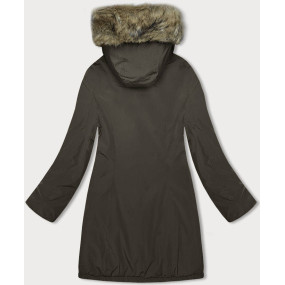 Dámská zimní bunda v khaki barvě (M-R45)