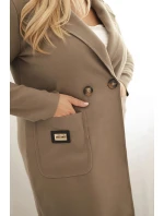 Dámský elegantní kabát Plus Size s límcem a velkými kapsami fango