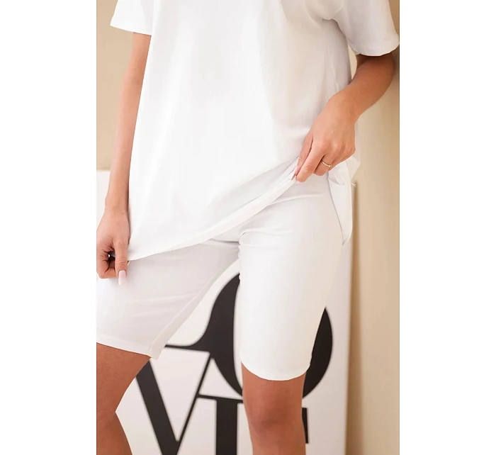 Dámský bavlněný komplet s krátkým rukávem a šortkami žlutý