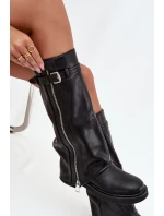 Dámské kozačky s límcem sponou a zipem vyhřívané černé model 21711800 - Boto Dámské kozačky s límcem sponou a zipem vyhřívané černé model 21711800 - Boto