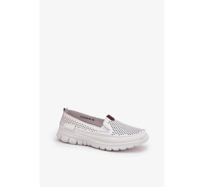 Dámské perforované baleríny z přírodní kůže Vinceza – bílé Dámské perforované baleríny z přírodní kůže Vinceza – bílé