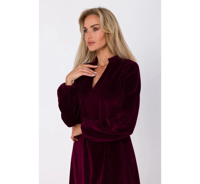 Dámské sametové šaty model 20823021 bordó - Moe