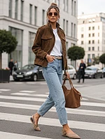Dámská semišová bunda / bomber TY5578 Tmavě hnědá - Fashion Street