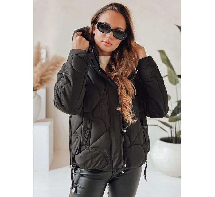 Dámská zimní bunda LOVEWARM krátká prošívaná s kapucí černá FashionStreet TY5039