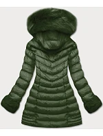 Dámská prošívaná zimní bunda s kapucí khaki (w750-1) Dámská prošívaná zimní bunda s kapucí khaki (w750-1)