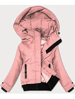 Růžová krátká dámská bunda se stahovacími lemy model 21469333 - J.STYLE Růžová krátká dámská bunda se stahovacími lemy model 21469333 - J.STYLE