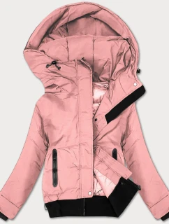 Růžová krátká dámská bunda se stahovacími lemy model 21469333 - J.STYLE