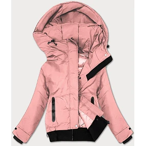 Dámská krátká bunda s žebrovanými lemy J Style růžová (16M9215-51) Dámská krátká bunda s žebrovanými lemy J Style růžová (16M9215-51)